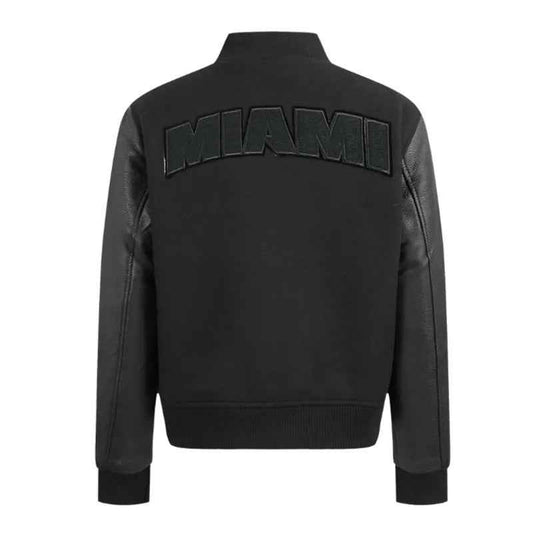 Miami Heat Triple Black Varsity Wool/Leather Jacket