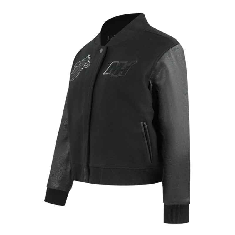 Miami Heat Triple Black Varsity Wool/Leather Jacket