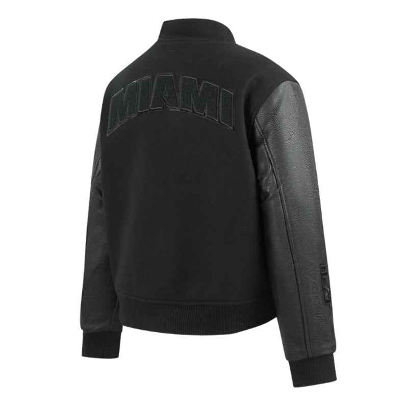 Miami Heat Triple Black Varsity Wool/Leather Jacket