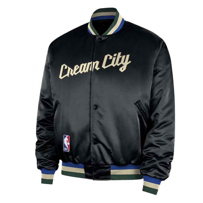Milwaukee Bucks Remix Courtside Black Bomber Jacket