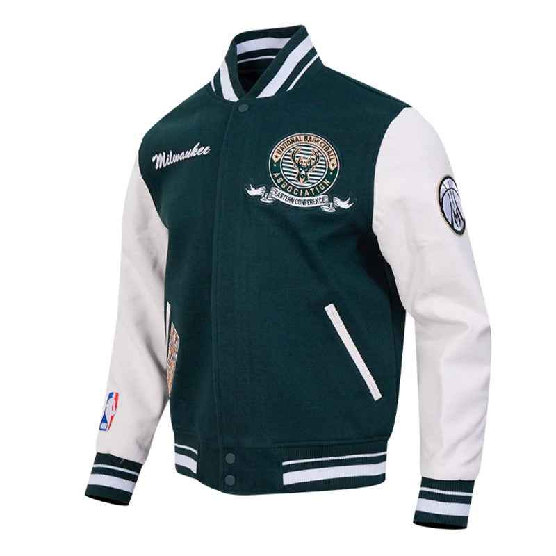Milwaukee Bucks Team Badge Classic Rib Varsity Jacket