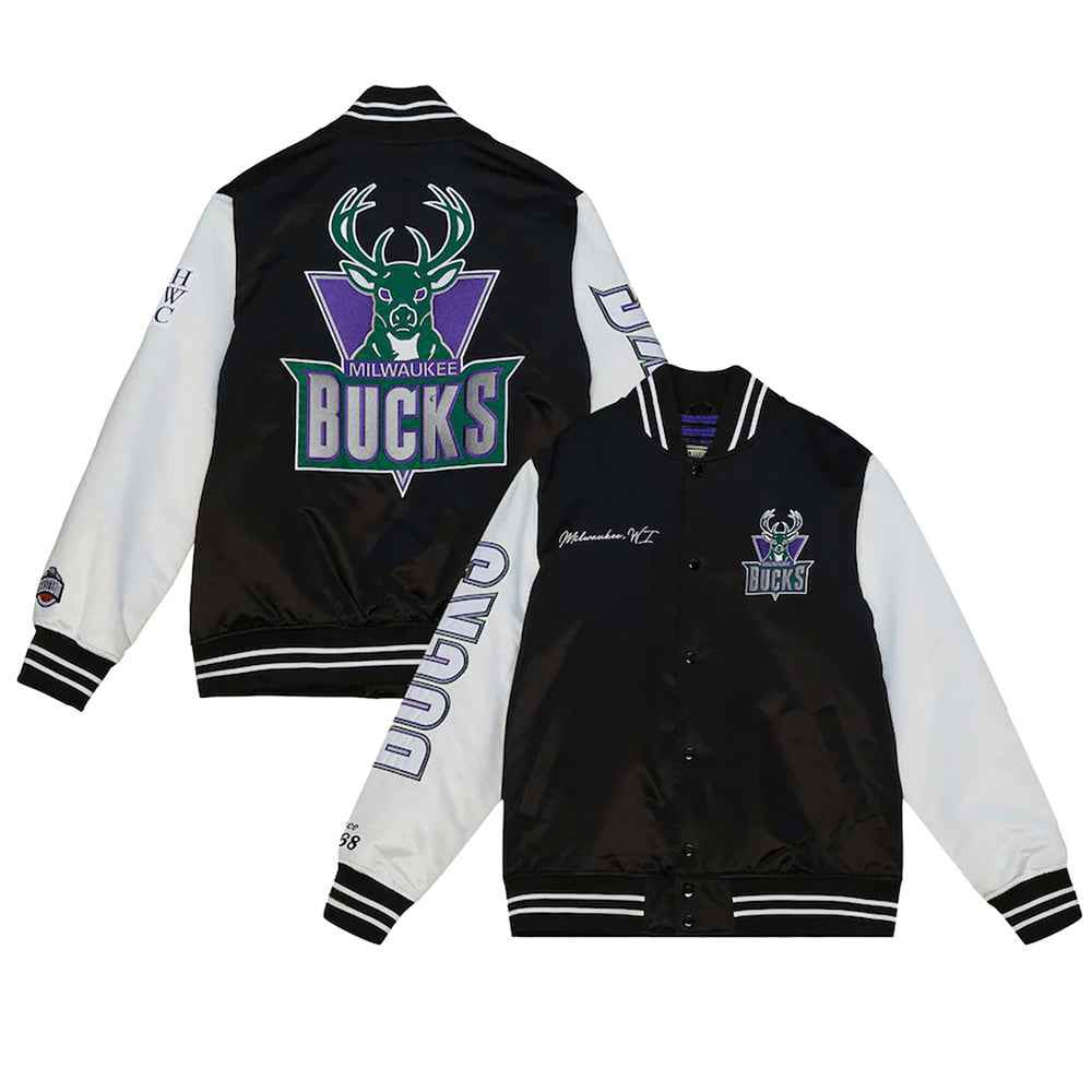 Milwaukee Bucks Team Origins Varsity Satin Jacket