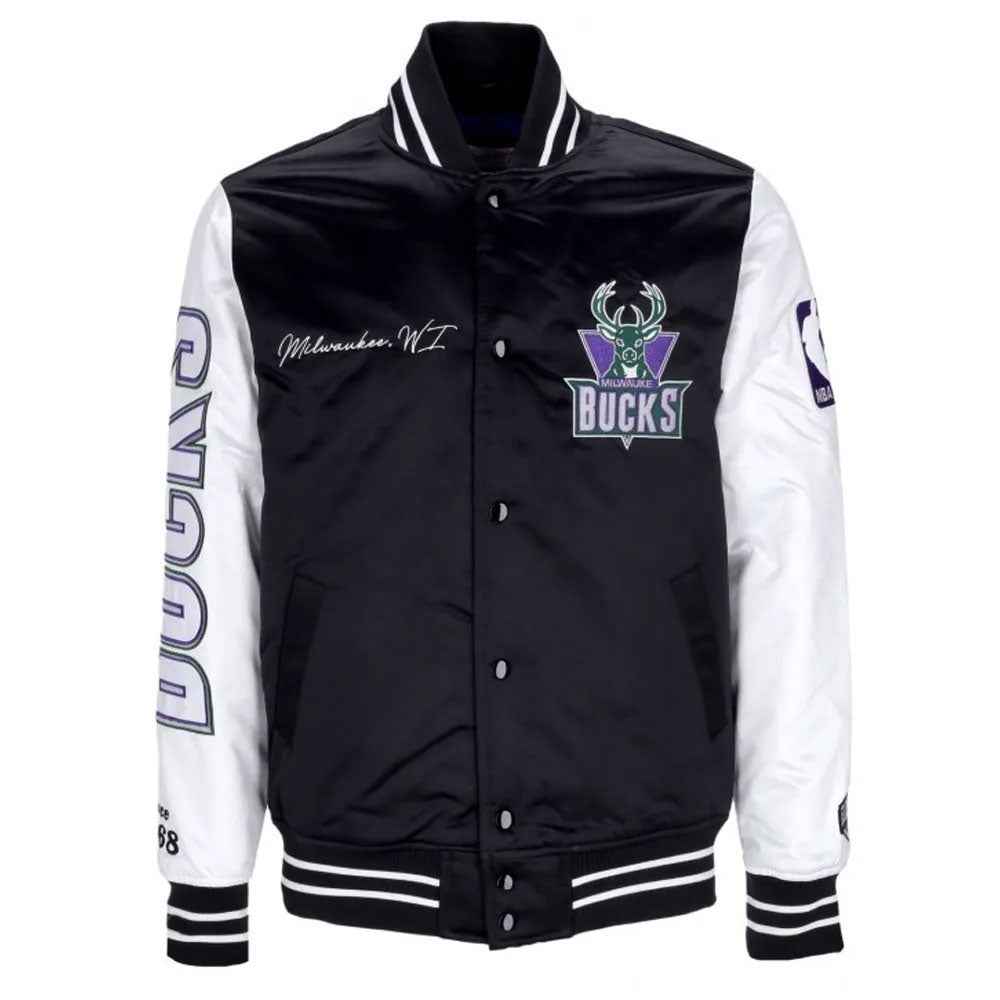 Milwaukee Bucks Team Origins Varsity Satin Jacket