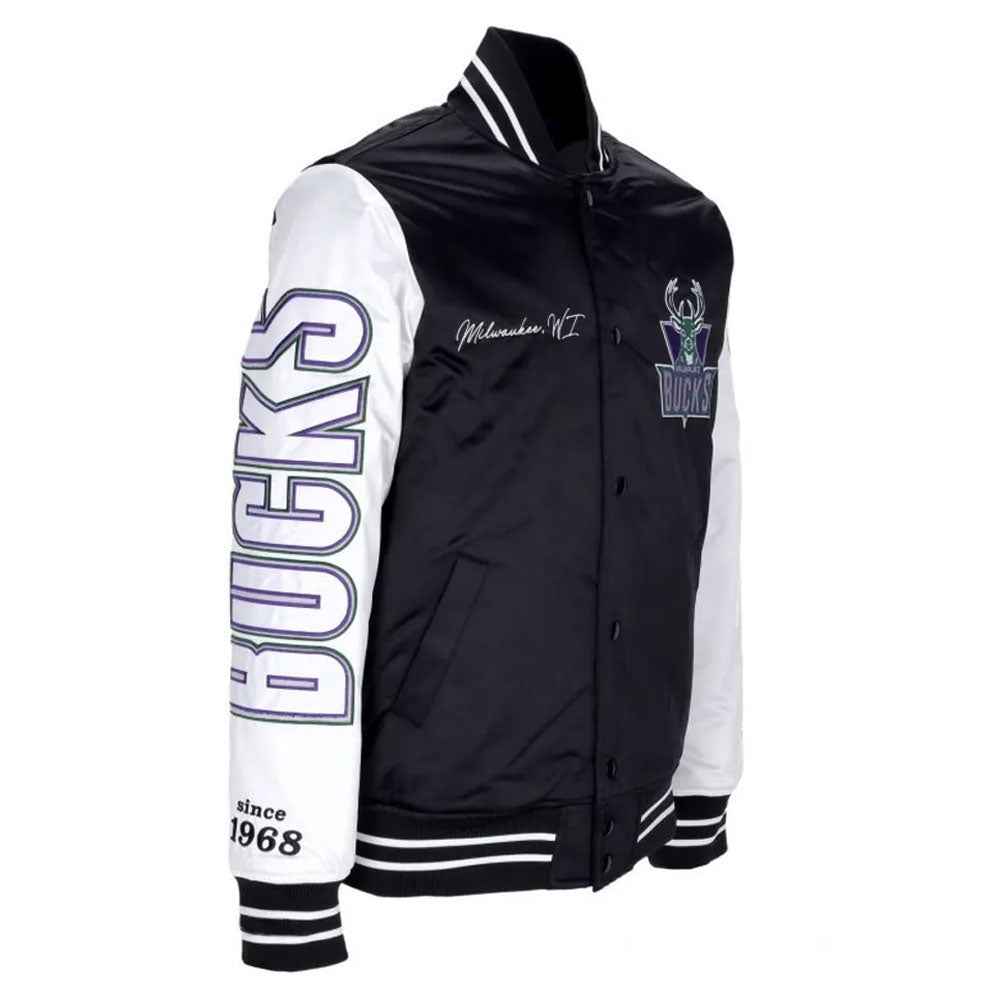 Milwaukee Bucks Team Origins Varsity Satin Jacket