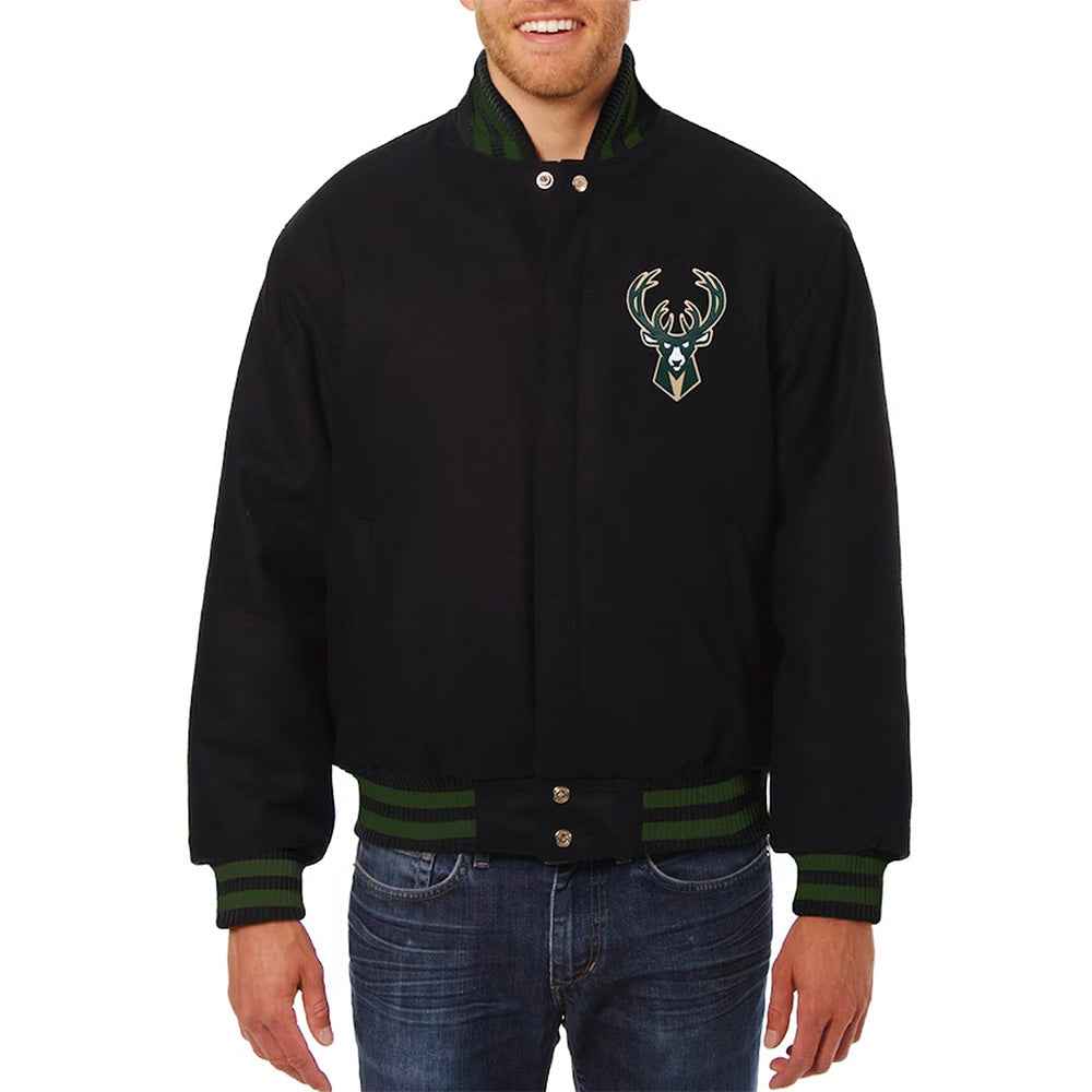 Milwaukee Bucks Varsity Black Wool Jacket