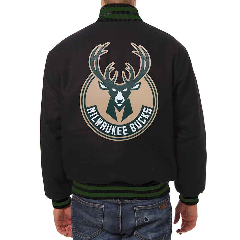 Milwaukee Bucks Varsity Black Wool Jacket