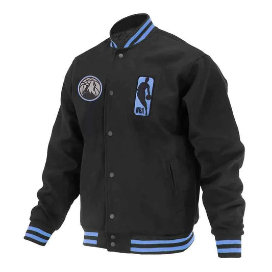 Minnesota Timberwolves Logoman Shadow Black Varsity Jacket