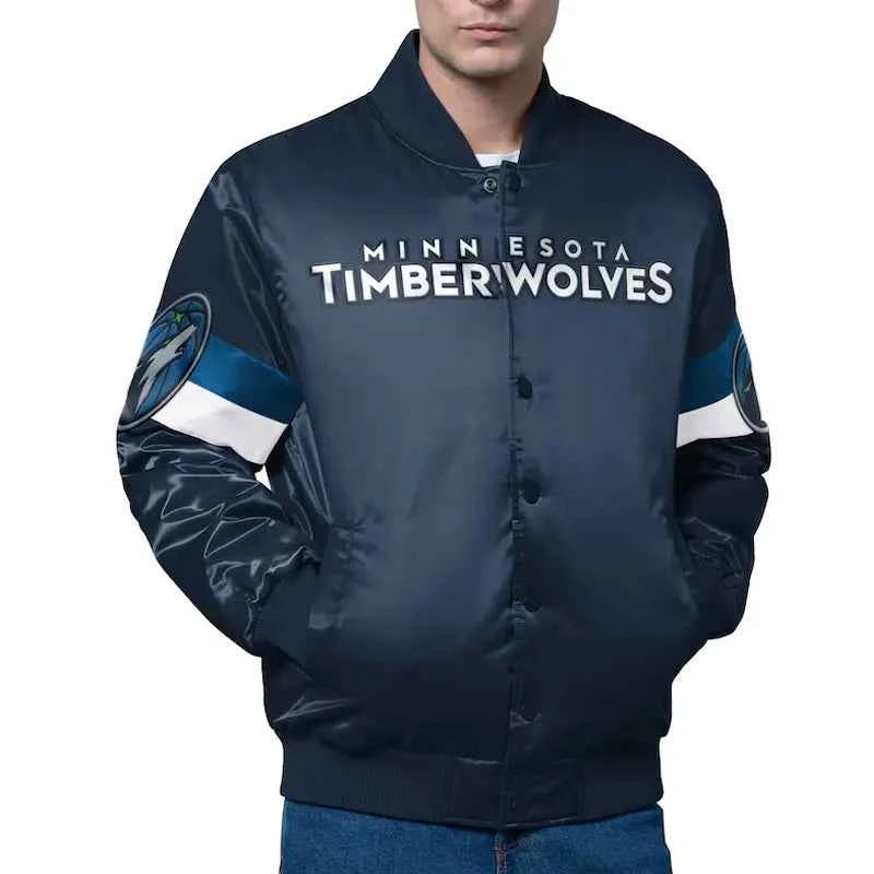 Minnesota Timberwolves Triple Option Varsity Satin Jacket