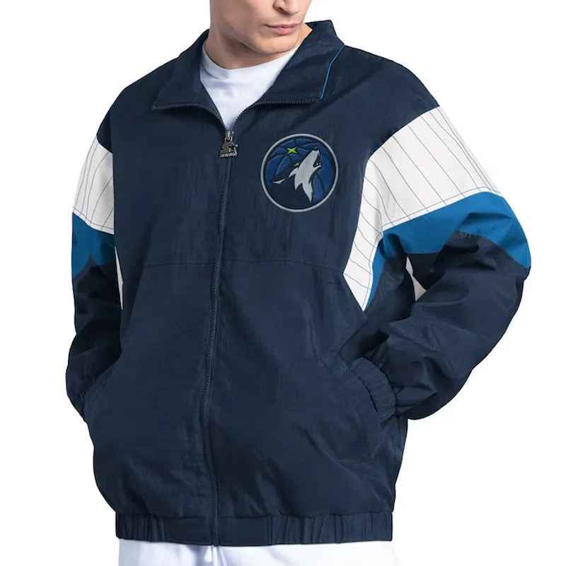 Minnesota Timberwolves Yard Line Navy Full-Zip Jacket