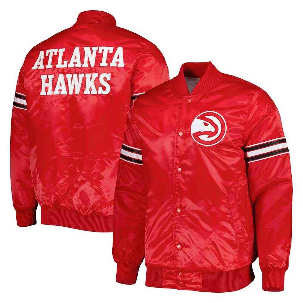 NBA Atlanta Hawks Pick and Roll Red Satin Jacket