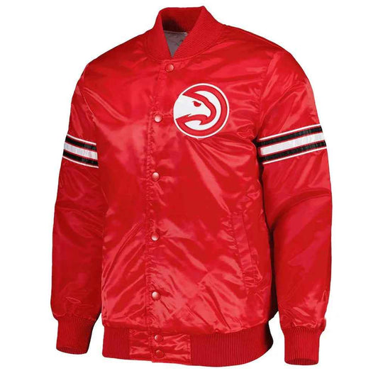 NBA Atlanta Hawks Pick and Roll Red Satin Jacket