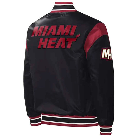 NBA Black Miami Heat Force Play Varsity Satin Jacket