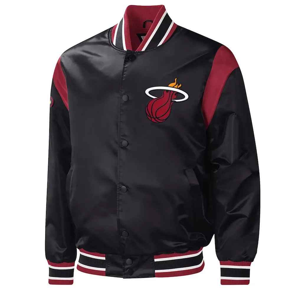 NBA Black Miami Heat Force Play Varsity Satin Jacket