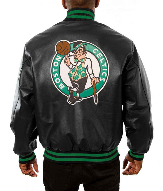 NBA Boston Celtics Black Varsity Leather Jacket