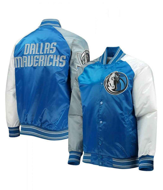 NBA Dallas Mavericks Reliever Blue and Gray Jacket