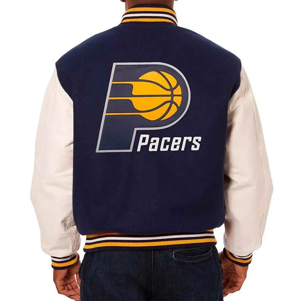 NBA Indiana Pacers Navy and White Varsity Jacket