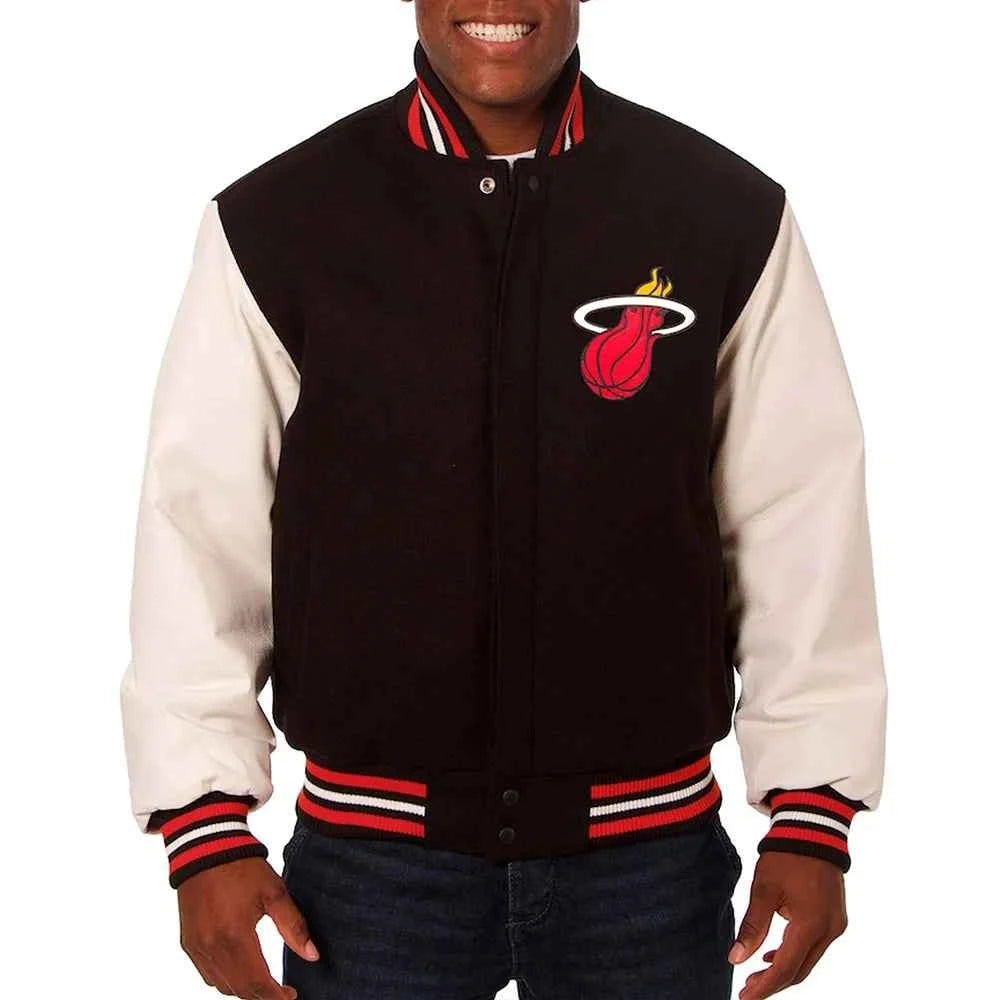 NBA Miami Heat Black and White Varsity Jacket