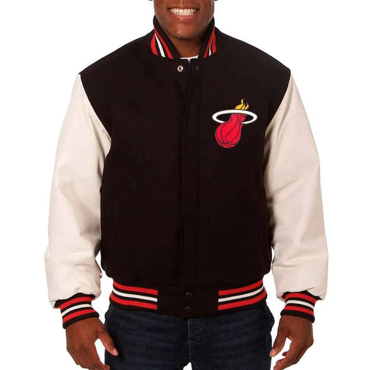 NBA Miami Heat Black and White Varsity Jacket