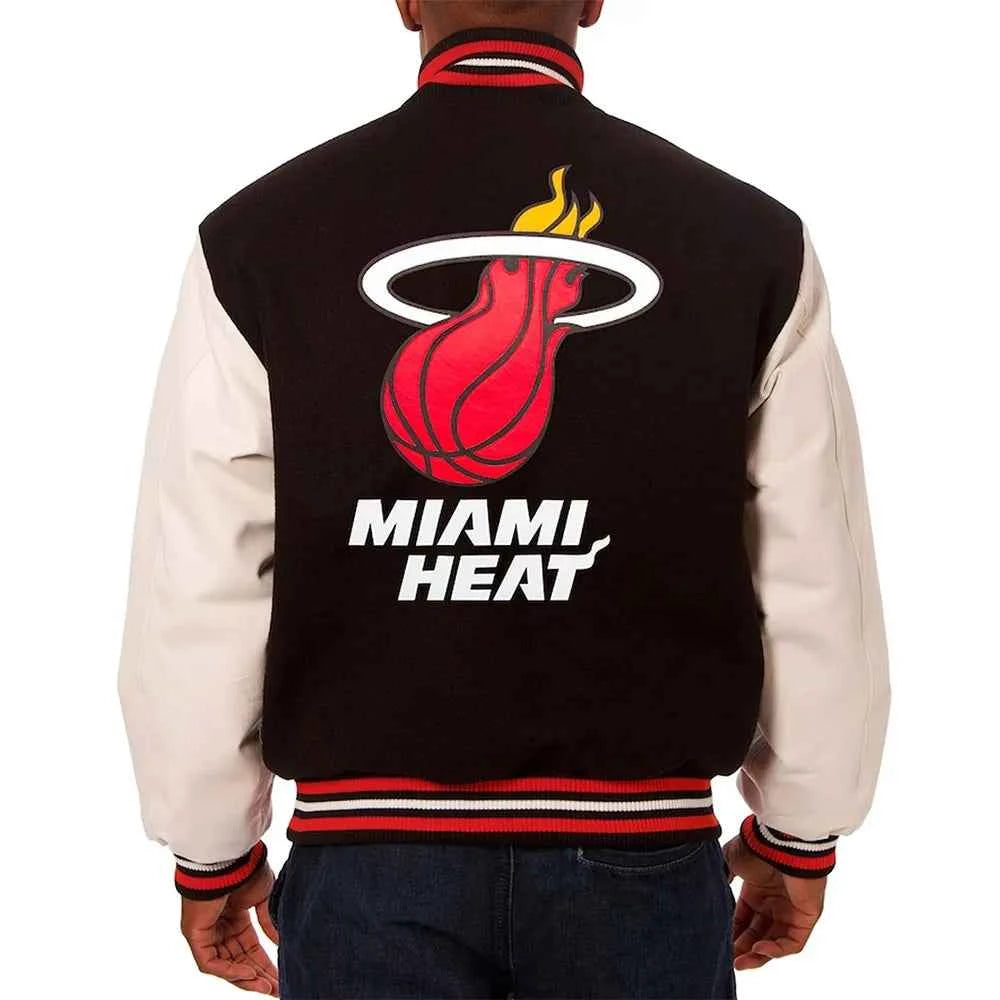 NBA Miami Heat Black and White Varsity Jacket