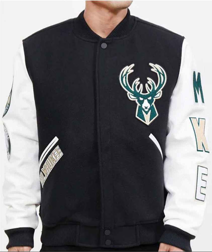 NBA Milwaukee Bucks Black Letterman Jacket