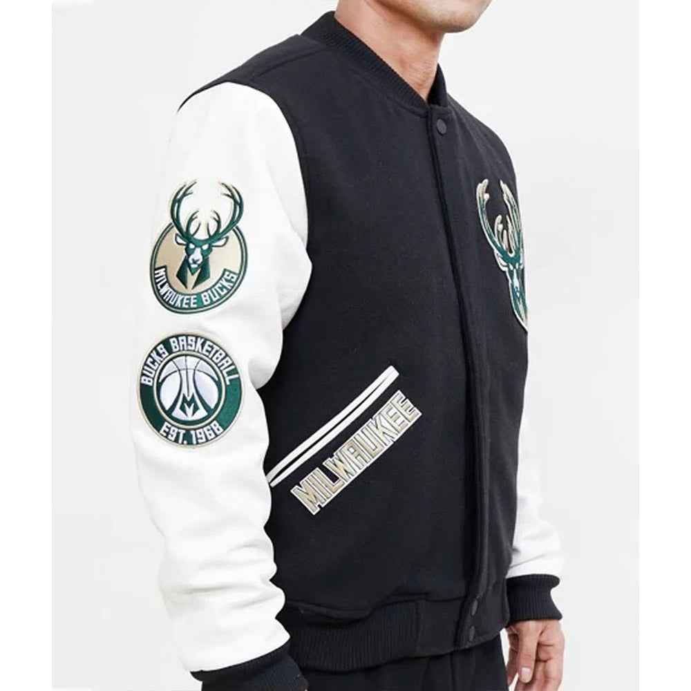 NBA Milwaukee Bucks Black Letterman Jacket