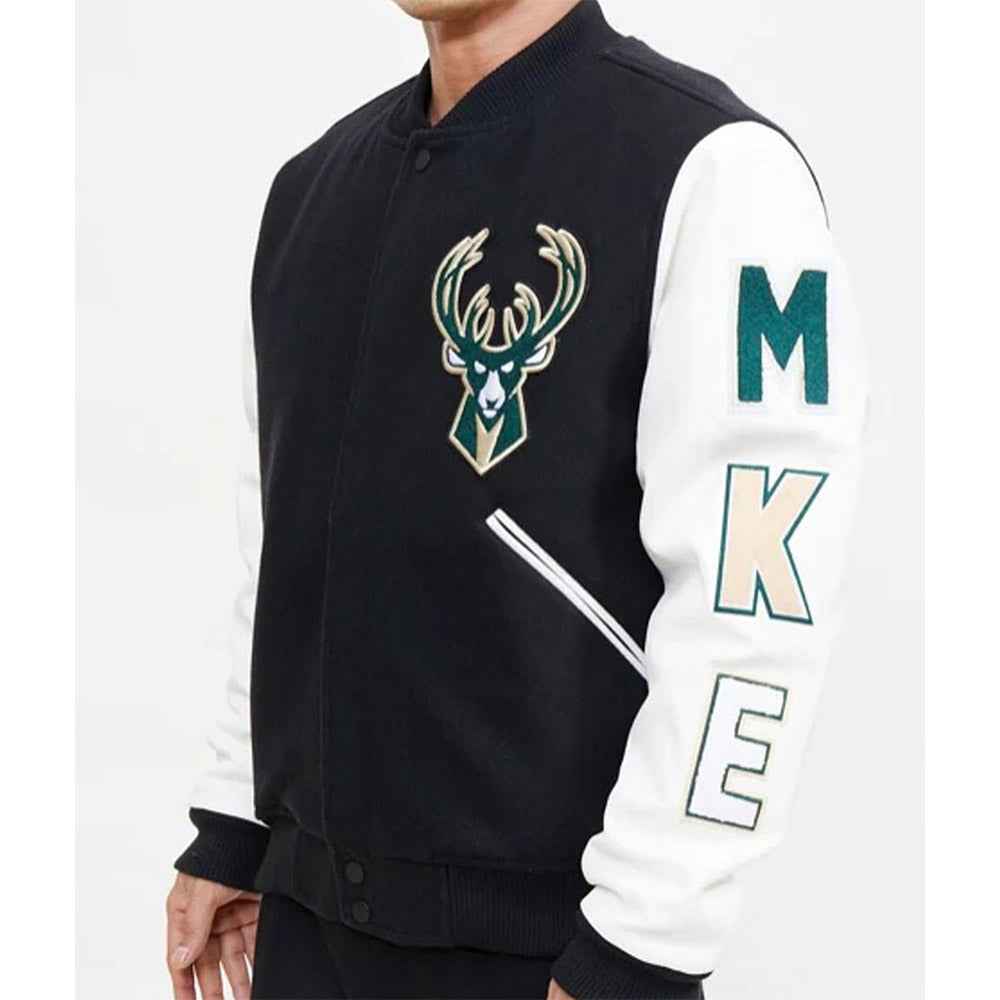 NBA Milwaukee Bucks Black Letterman Jacket