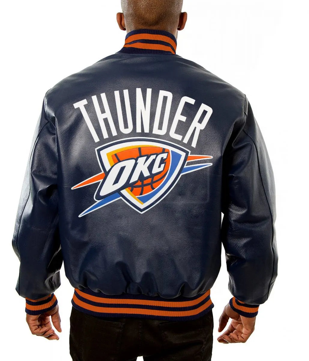 Oklahoma City Thunder Blue Varsity Jacket – Front View