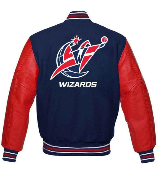 Washington Wizards Red Letterman Jacket – Back View