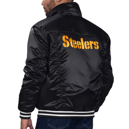 Pittsburgh Steelers Black Trucker Jacket – Back View