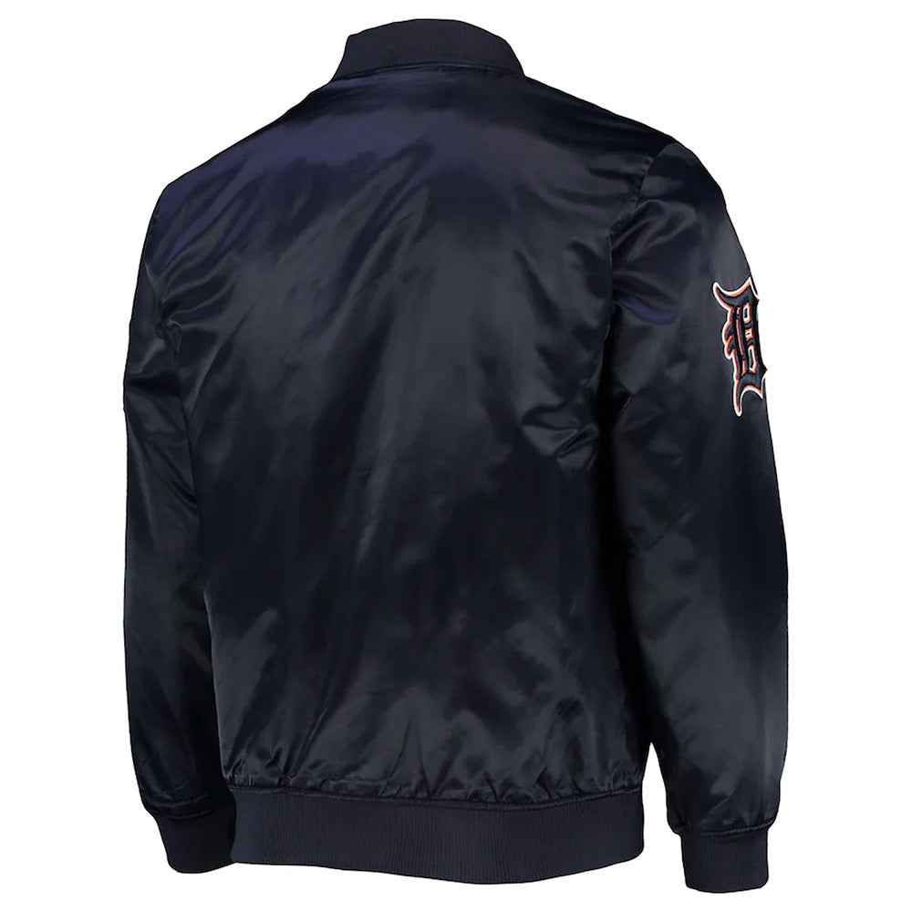 Navy Blue Detroit Tigers Wordmark Satin Jacket