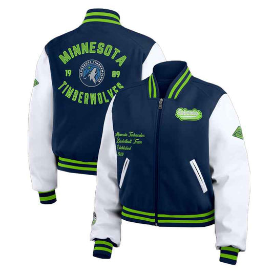 Navy/White Minnesota Timberwolves Varsity Full-Zip Jacket