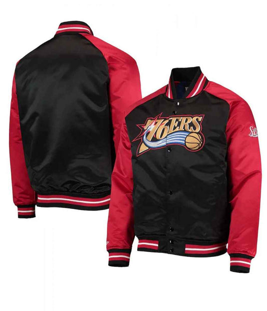 Philadelphia 76ers Classics Reload 3.0 Black Red Satin Jacket