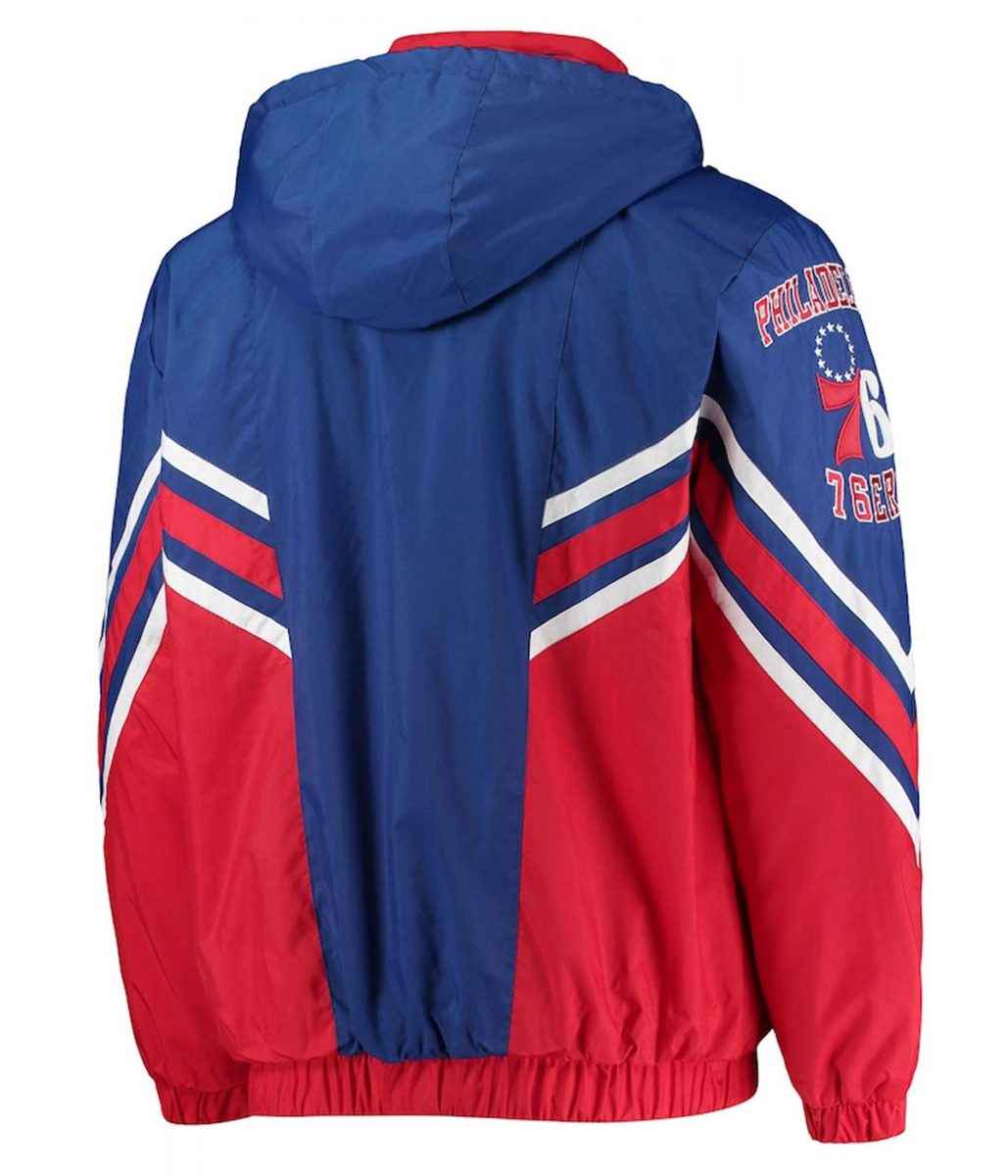Philadelphia 76ers Full-Zip Snap Red and Royal Blue Hoodie Jacket