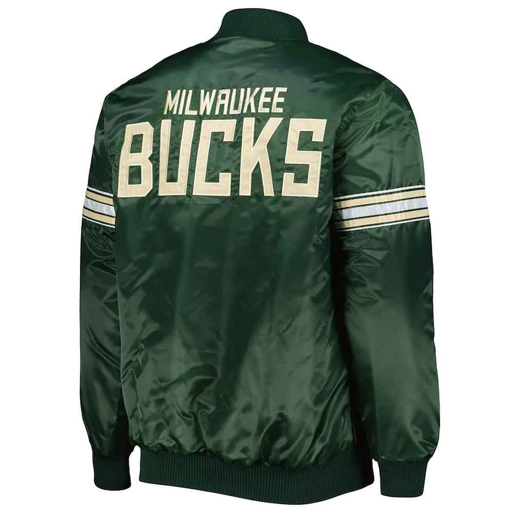 Pick & Roll Milwaukee Bucks Hunter Green Satin Jacket