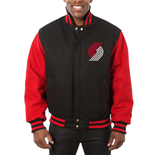 Portland Trail Blazers Black Varsity Jacket – Front View