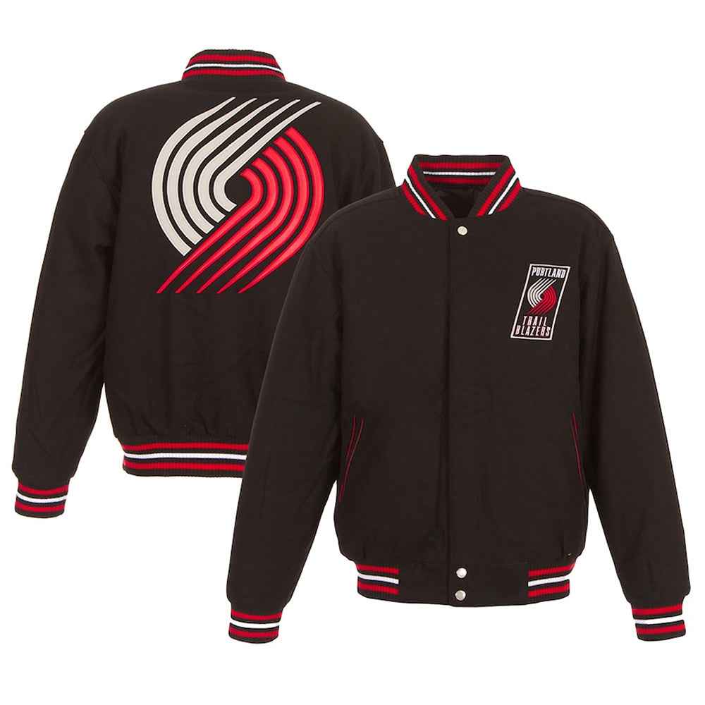 Portland Trail Blazers Two-Hit Varsity Black Wool Jacket