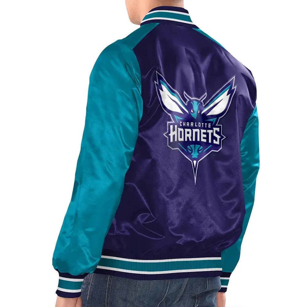 Charlotte Hornets Purple Varsity Jacket – Front View