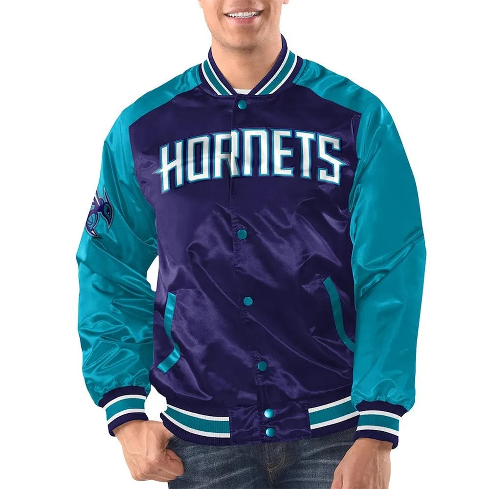 Charlotte Hornets Purple Varsity Jacket – Back View