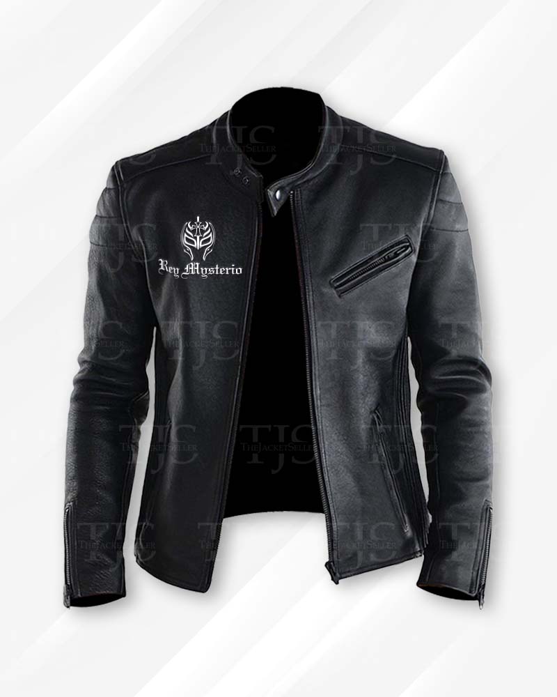 Black Black Leather Jacket – Front View