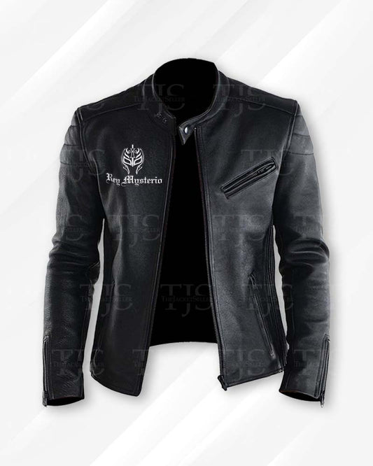 Black Black Leather Jacket – Front View