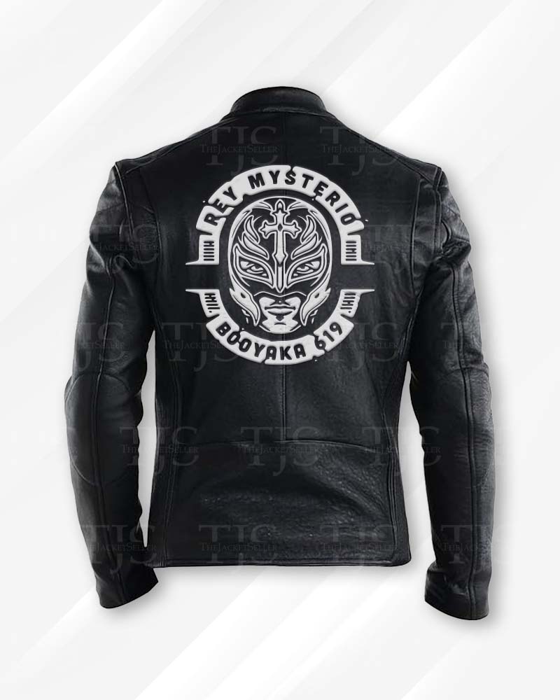 Black Black Leather Jacket – Back View