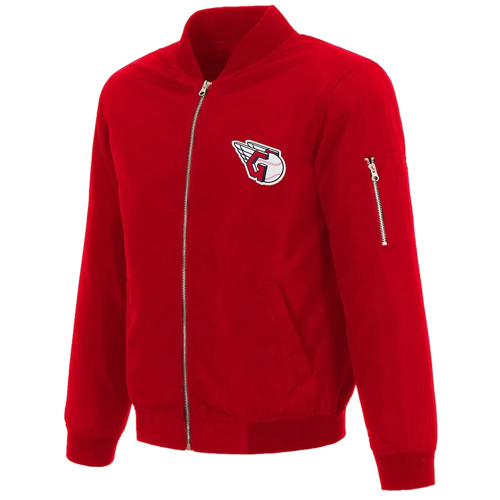 Cleveland Guardians Red Bomber Jacket – Side View