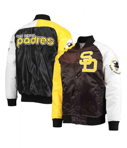 San Diego Padres Brown and Gold Satin Varsity Jacket