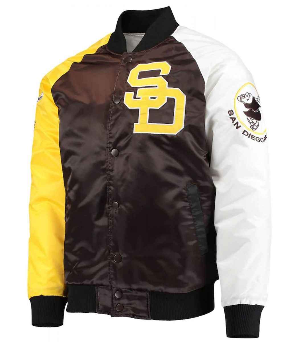San Diego Padres Brown and Gold Satin Varsity Jacket
