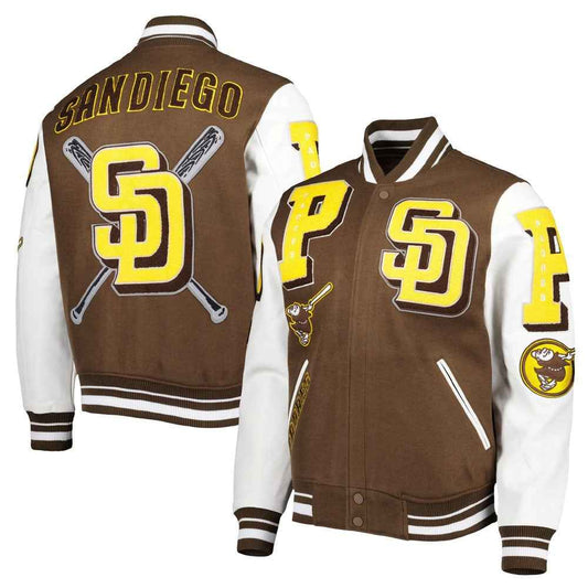 San Diego Padres Mashup Brown and White Varsity Jacket