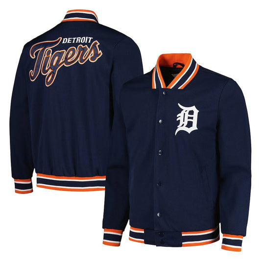 Detroit Tigers Navy Satin Jacket – Front View