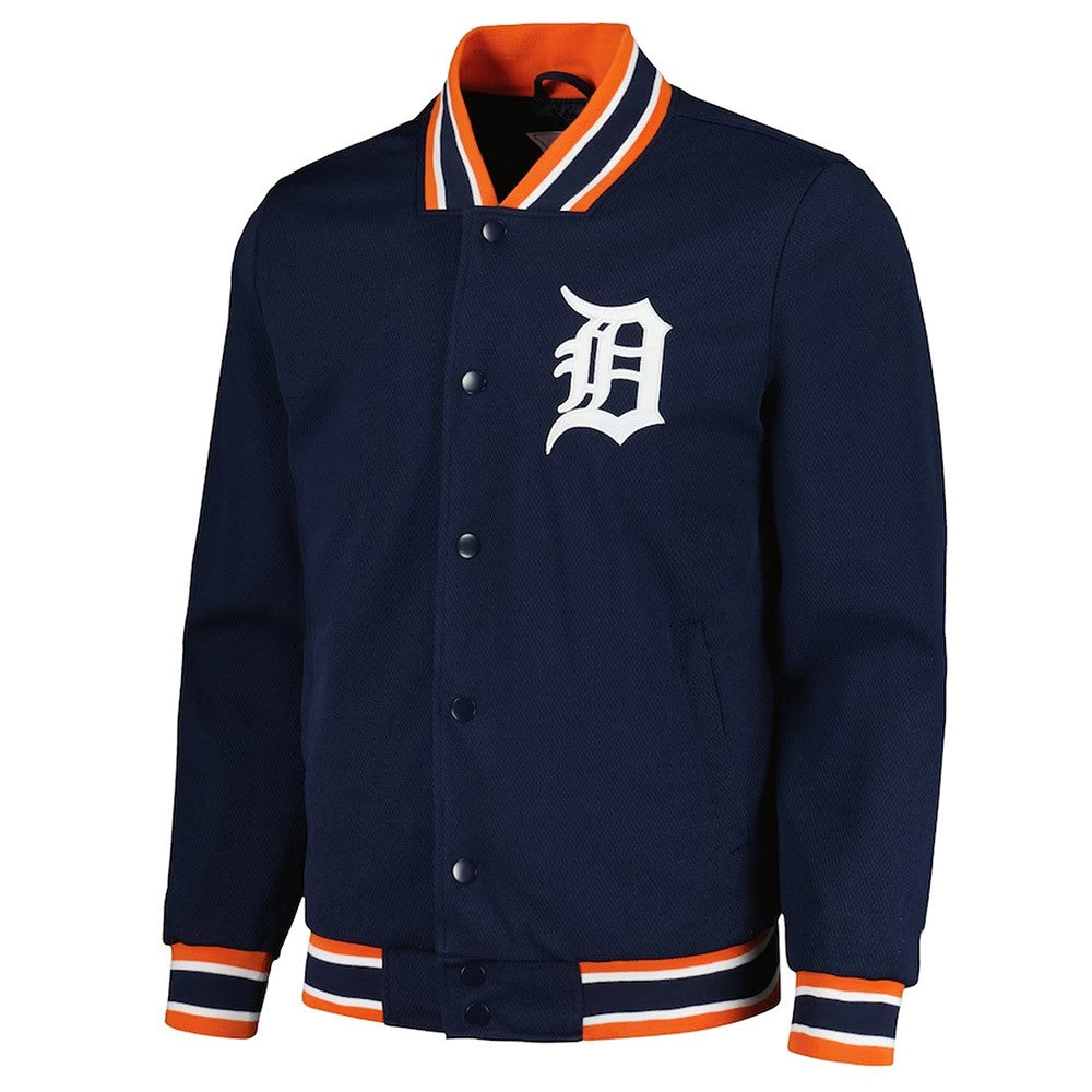 Detroit Tigers Navy Satin Jacket – Side View