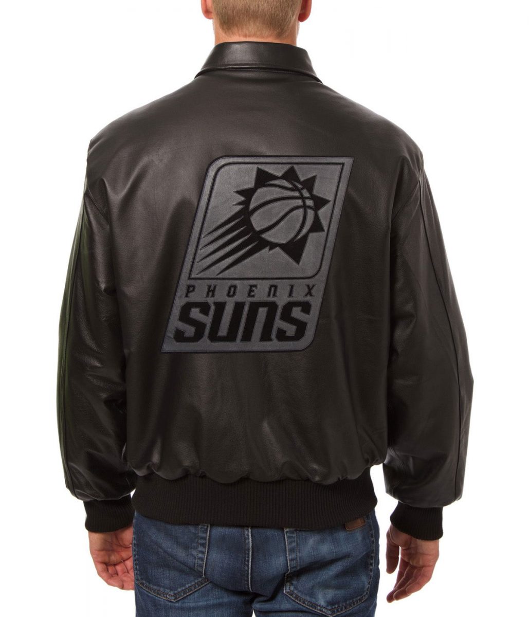 Phoenix Suns Black Leather Jacket – Back View