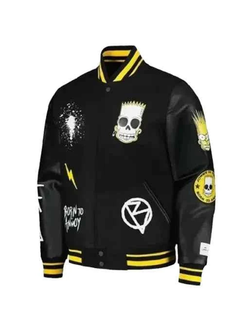 Men’s Simpsons Black Varsity Jacket (Replica - Inspired Design)