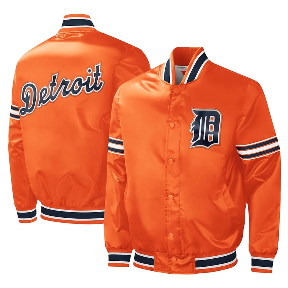Detroit Tigers Orange Varsity Jacket – Front View